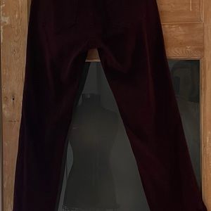 Fun burgundy cropped fringe bottom jeans